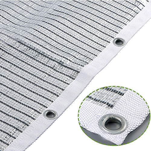 CWCQGH 75% Reflective Aluminet Shade Cloth with White Edging & Grommets, Heavy Duty Sunblock Cover for Garden Patio Greenhouse Pergola (1m x 5m)
