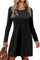 Zeagoo Casual Sweater Dress Long Sleeve Jumper Dress Pullover Fashion Maternity Dress Cable Twist A-line Sweater Dress Black S