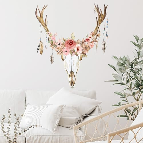 astylishome Aufkleber für Schränke Wandtattoo Einhorn Rosa Wandaufkleber Wandsticker Wanddeko Selbstklebende Tapete Blumen für Kinderzimmer Mädchen Babyzimmer 1020