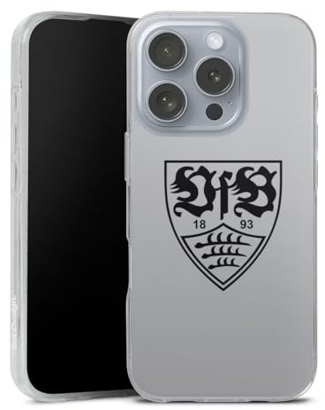 Silikon Hülle kompatibel mit Apple iPhone 16 Pro Case transparent Handyhülle Offizielles Lizenzprodukt VfB Stuttgart Logo