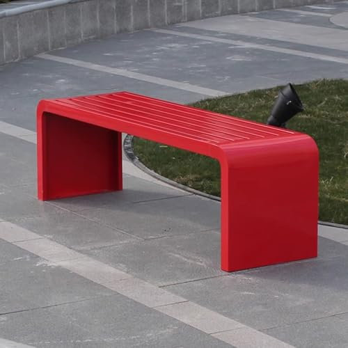 SCBTGKLN Gartenbank, Gartenbank Metall, Gartenbank 2 Sitzer, Gartenbank 3 Sitzer, Rückenfreie Außenbank, Terrassen-Parkbank, for Strand im Freien, Sonnenbaden, Terrasse, Pool, Rasen(Red,200cm/79in)