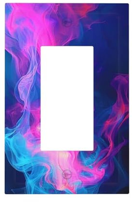 Blue And Fire Printed Switch Plate- Single Gang Rocker Wall Plate,Decorative Faceplate Electrical Switchplate For Living Room Bathroom Kitchen Home Decor