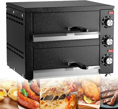GFXYQPDNV Pizza Oven Countertop,Electric Pizza Oven Indoor, 2-Tier Commercial Pizza, Stainless Steel Pizza Cookerwith
