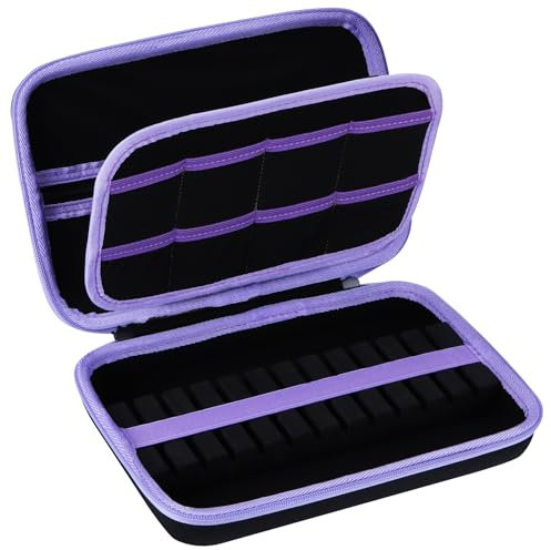 Peyyargo Hart Dartpfeile Tasche kompatibel mit 12 Steeldarts oder Soft-Dartpfeile (Schwarz+Lila)