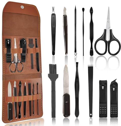 Maniküre-Set, Glamour, Maniküre, Pediküre, Nagelknipser, 12-teilig, professioneller Nagelhautschneider aus Edelstahl, Pflege-Set für Männer und Frauen