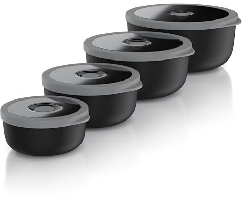 Arendo - Vorratsdosen Set mit Deckel – 4er Set - Salatschüssel Rührschüssel - Schüssel Set in verschiedenen Größen – lebensmittelecht – Spülmaschinen und Mikrowellen geeignet – rund 0,35 bis 2 Liter