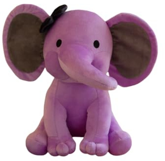 AOLIAY Lila Elefant Stofftiere mit Schleife,Kawaii Elefanten Tier Plüschpuppe,25cm Cartoon Elefant Spielzeug Plüschtiere Kuscheltier,Weich Plüschtier für Kinderzimmer Schlafzimmer Heimdekoration