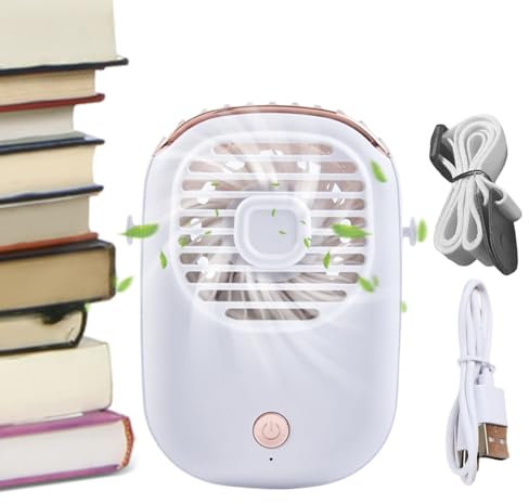 Veasbuu Handheld Portable Fan, Adjustable Neck Fan with Lanyard, 4.72x3.54x1.38 Inches Usb Rechargeable Desktop Cooling Gadget for Travel, Beach, Gym, Work Place, Indoor or Outdoor Use