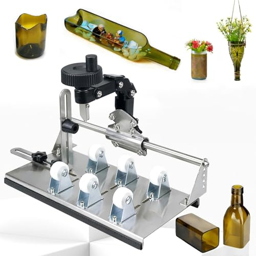 jcwwolk DIY Glass Bottle Cutting Kit, Multifunctional Glass Bottle Cutter, with 360° Rotatable Blade, Adjustable Position Block, for Square Bottles and Round Bottles