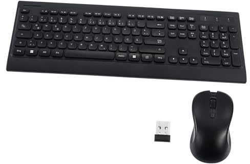 Kisangel Clavier Et Souris Silencieux sans Fil 2,4g pour Bureau Et Maison, Ensemble Noir sans Pile, Clavier Allemand Ergonomique, Utilisation Polyvalente Office Et Gaming