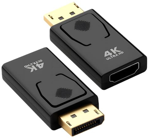 2 Pack DP to HDM Adapter 4K DP to HDM Converter Male to Female Connector | 4K@30Hz/2K@60Hz/1080P@120Hz Plug & Play DP to HDM Port Adaptor for HP Dell Monitor Desktop Laptop PC GPU Dell HP Lenovo AMD