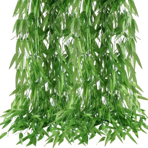 Minnhua 50PCS Edera Finta Decorazioni 180cm Foglie Finte per Balcone Edera Finta Rampicanti Foglie Verdi Artificiali Pianta Finta Cadente per Decorazioni Giardino Balcone Parete Festa