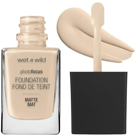 Wet n Wild Photo Focus Matte Foundation, Flüssiges Make-up Matt Aufbaubar, Kein Flashback Weißer Schleier, Porenverfeinernd für Alle Hauttypen, Mocha