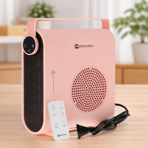 M mimotec – Chauffage soufflant céramique électrique Rose Hearth 2000W, silencieux <60 dB, avec télécommande, protection contre la surchauffe, chauffage d’appoint portable pour intérieur