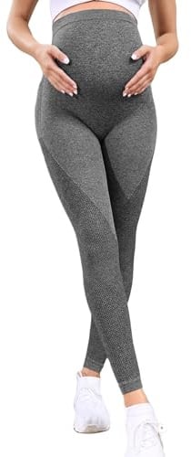 LKRSEEF Leggins Gravidanza Donna Pantaloni Premaman Sportivi Leggings in Elasticizzato Yoga Abbigliamento Modellante Maternity A Compressione Guaina Cotone Sportivo con
