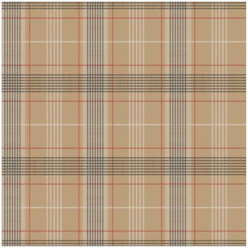 Camel Beige Tartan Check Wallpaper – Classic Scottish Plaid Design with Black Cream and Red Overcheck Lines – Traditional Heritage Pattern for Living Room, Study, Hallway or Feature Wall Decor