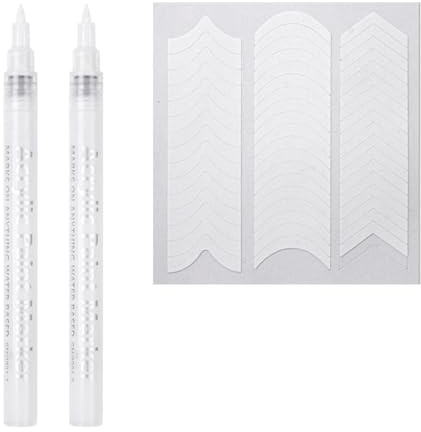 French Manicure Kit - Nail Art Set Include 2Pcs White French Tip Manicure Pen and 48Count 3 styles French Manicure Nail Stickers Strips - French Tip Tool for Women DIY at Home Nail Design
