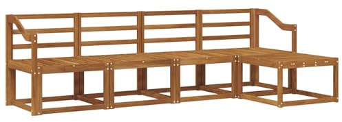 vidaXL Outdoor-Sofagarnitur 5 pcs Natur Massivholz Akazie, Moderner Garten-Sofa-Set, Robustes Lounge-Möbel für Terrasse und Patio, Akazie für den Garten