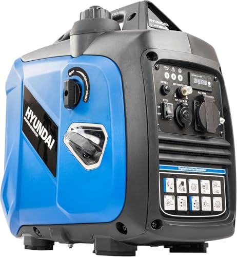 Hyundai Gruppo elettrogeno Inverter 2000 W / 1800 W Continuo, Benzina, Silenzioso, Onda Sinusoidale Pura, Spina EU, Garanzia 3 Anni - HY2350Si-EU