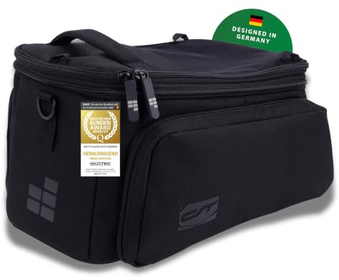 CONTEC Via.Back MIK Sacoche pour porte-bagages de vélo, adaptateur MIK pré-monté, volume 32 l, avec housse de pluie, imperméable, bandoulière réglable, noir