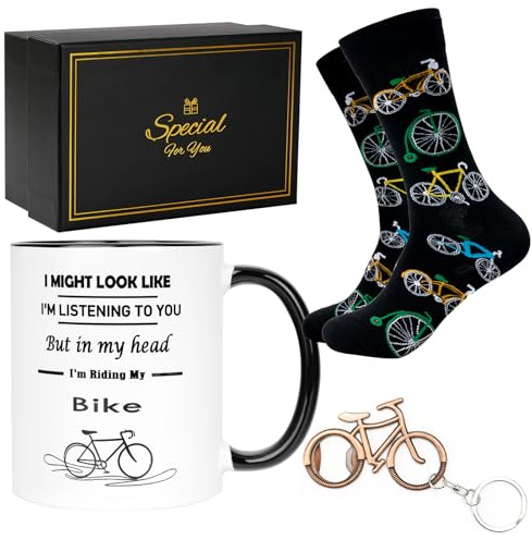TOONGEEN Cycling Gifts for Men, Biker Gifts for Men, Mountain Bike Gifts for Cyclists Men Boys, 11oz Ceramics Coffee Cup Cycling Mug for Birthday