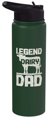 Farmer Legend Dairy Dad Rancher Cattle Farming Cow Funny Stainless Steel Insulated Water Bottle