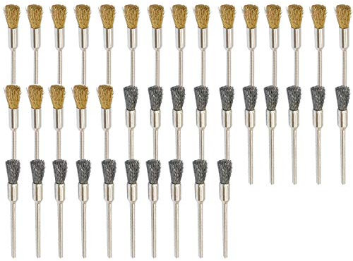 Niupika 3-mm-Stahl-Reinigungsbürsten für Dremel Schleifwerkzeuge, 40 Stück