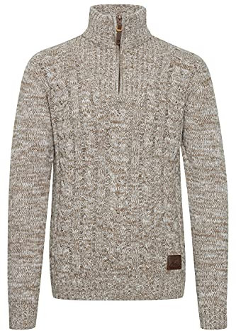 Solid SDPankraz Herren Strickpullover Troyer Grobstrick Pullover mit Zopfstrickmuster Reißverschluss 100% Baumwolle Regular fit, Größe:2XL, Farbe:Dune (5409)