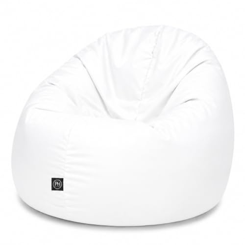 PATCH HOME 2 in 1 Funktion Sitzsack Sessel Bean Bag Sitzsäcke Gaming mit Reißverschluss bereits befüllt - Ø 125cm - Weiss