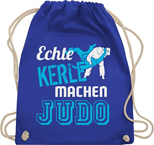 Turnbeutel Rucksack - Kampfsport - Echte Kerle machen Judo - Unisize - Royalblau - sport beuteltasche beutel kinder turnen tasche stoffrucksack turnsäckchen gymsack taschen sporttasche baumwolle