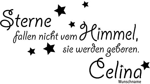 GRAZDesign Wandtattoo Kinderzimmer Name mit Spruch | Sterne fallen nicht vom Himmel | Personalisierter Aufkleber für Babyzimmer Junge Mädchen | Sprüche Zur Geburt - 78x40cm / 062 hellgrün