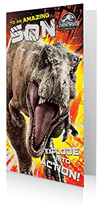 JURASSIC WORLD Son Birthday Card,Multi,9 x 5 inch