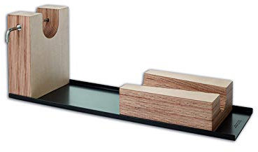 Arcos Accesorios - Soporte de Jamón Jamonero - Herrajes Metálicos 560x215x175 mm - Base de Acero lacado en color negro - Madera de Abedul color marrón