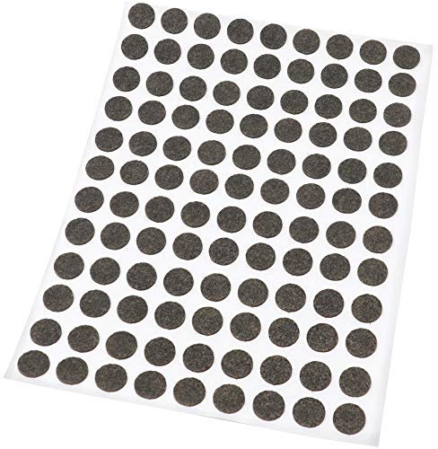 Adsamm® / 108 x Selbstklebende Filzgleiter/Braun/ø 10 mm/Rund / 1.5 mm dünne Selbstklebende Möbelgleiter aus Filz