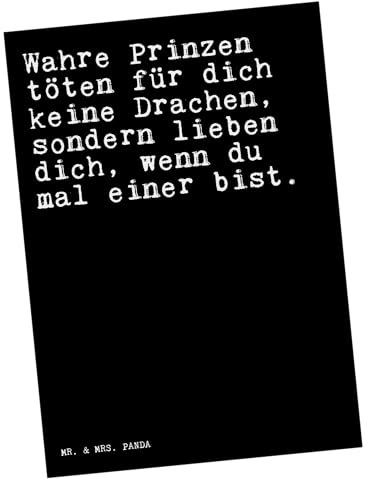 Mr. & Mrs. Panda Postkarte Wahre Prinzen töten für... - Geschenk, Drache, Spruch Sprüche Weisheiten Zitate Lustig Weisheit Worte, Frau, lustige