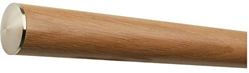 TIBU Eiche Holz Handlauf Geländer lackiert Ø 42 mm mit montierten Edelstahl Endstücken ohne Halter, Länge: 3000 mm / 300 cm / 3,0 m Enden: leicht gewölbte Edelstahlkappe