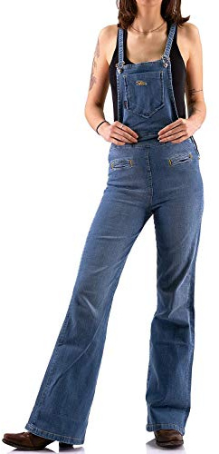 COMYCOM 70s Retro Dungarees Jeans Washed - Blue - W34/32