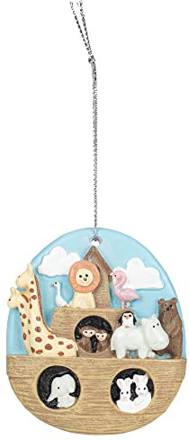 Ganz Hängender Schmuck, Arche Noah, Kunstharz, 3.25 H, Brown, White, Klassisch, Religiös, Weihnachts-Hängende Ornamente, Geburtstag und Weihnachten