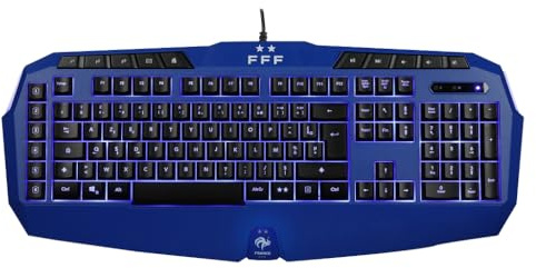 Konix FFF Clavier Gaming Filaire à Membrane AZERTY - Anti-ghosting 26 Touches - Rétroéclairage - Bleu