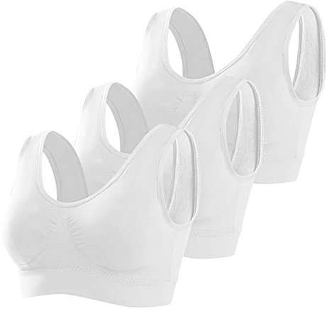 Memoryee Sport BH Damen Große Brüste Starker Halt Push Up Ohne Bügel 3er Pack Set Gepolstert Joggen Yoga Laufen Reiten Bra Crop Top Weiß*3 4XL