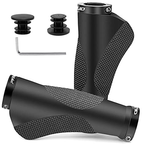 HNOOM Fahrradgriffe Ergonomisch, MTB Griffe, Sportliche Lenkergriffe aus rutschfestem Gummi, Lock-On Fahrrad Lenkergriffe für MTB, Trekkingrad, E-Bike, Cityrad Rennrad und Faltrad (Schwarz)