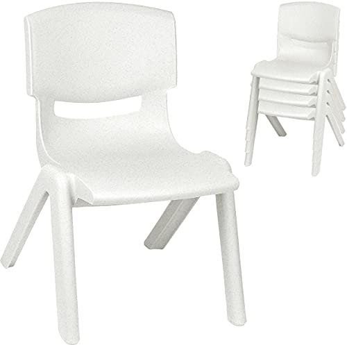 alles-meine.de GmbH 2 Stück - Kinderstühle/Stühle Farbe wählbar weiß - meliert - Plastik - bis 100 kg belastbar/kippsicher - für INNEN & AUßEN - 0-99 Jahre - stapelbar ..