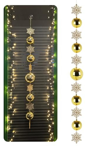 com-four® Christbaumkugel-Girlande Weihnachten - Kugelgirlande für eine stimmungsvolle Weihnachtsdekoration - Weihnachtsdeko für Christbaum - weihnachtliche Tischdeko (01 Stück - goldfarben)