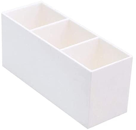 eKsdf Kosmetik Pinselhalter mit 3 Fächern Acryl Schminkpinsel Behälter Kosmetikpinsel Aufbewahrung Makeup Pinsel Organizer Becher für Pinsel Eyeliner Lippenstift Bürsten (Weiß)