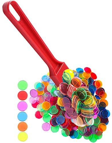 Magnetic Bingo Set Magnetic Rod,Colors 100 PCS Transparent Metal Ring Chips for Toy Marks,Homeschool Supplies Math Counters