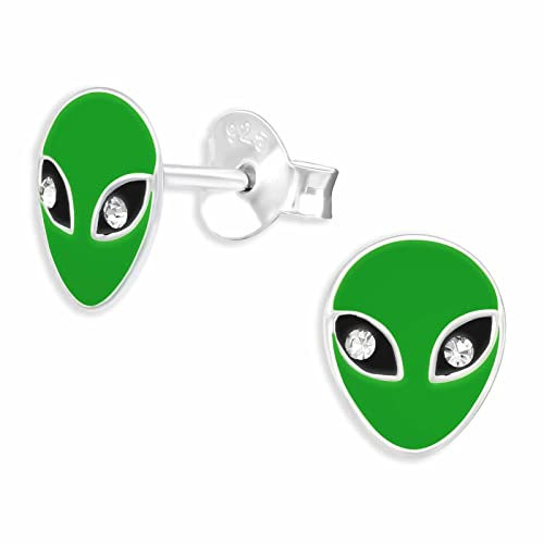 Monkimau Alien Ohrstecker Ohrringe aus 925 Silber Schmuck Silberohrringe Medizinisch für Kinder Mädchen Damen Frauen