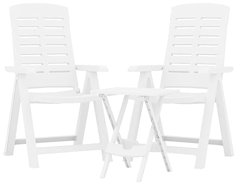 vidaXL Gartenmöbel 3-TLG. Gartengarnitur Sitzgruppe Gartenset Sitzgarnitur Balkonmöbel Balkonset Gartentisch Gartenstuhl Weiß Polypropylen