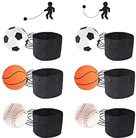 Cisolen 6 Stück Springball mit Schnur Kinder Handgelenk Return Ball mit Schnur Fußball Basketball Baseball Sport Andgelenkball für Kinder Erwachsen Spielen handgelenkübungen