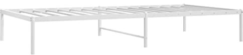 vidaXL Bettgestell, Bett Einzelbett Metallkonstruktion, Metallbett für Schlafzimmer, Bettrahmen mit Lattenrost, Metall Weiß 100x200cm