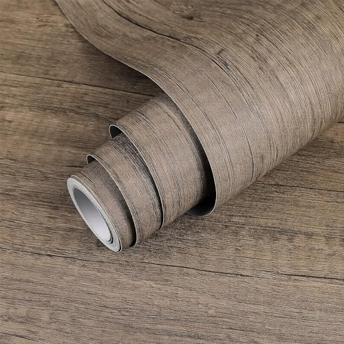 Decoroom Sticky Back Plastic Roll Wood Effect Vinyl Wrap Self Adhesive 30X200cm Brown Grain Peel and Stick Wallpaper Contact Paper Waterproof Film Cover Cupboard Countertop Furniture Stickers